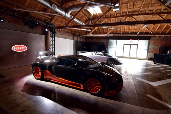 Bugatti Chiron Press Reveal Party LA Auto Show with EB110 and Veyron 16.4