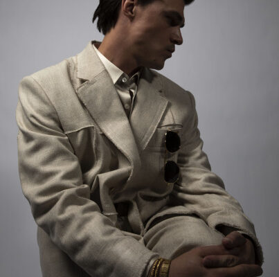 GQ Finn Whittrock Photoshoot White Linen Suit