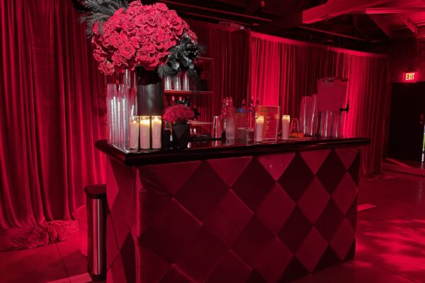 Red Velvet Drape Bar Setup MG Studio Event