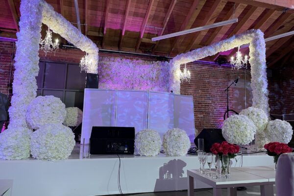 MG Studio - White Stage Flowers Roses Grammy Event