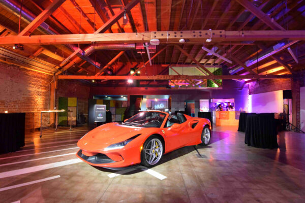 MG Studio La Dolce Vita red Ferrari F8 special event lighting